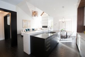 Kitchen island in the middle of open concept kitchen