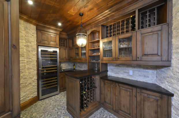 Custom cabinetry in a wine cellar